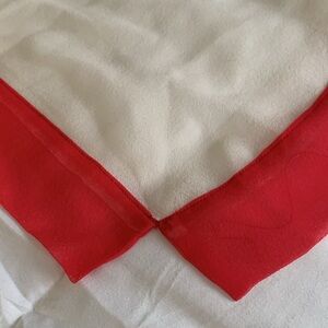 Glentex 100% Silk Vintage Scarf, Sheer & Elegant, Cream Body with Red Border EUC
